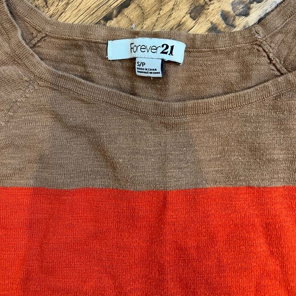 Forever 21 Orange & Camel Striped Sweater S - Picture 3 of 5